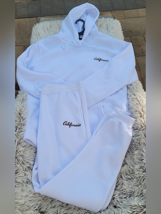 Pants - White 'California' Hoodie & Jogger Set